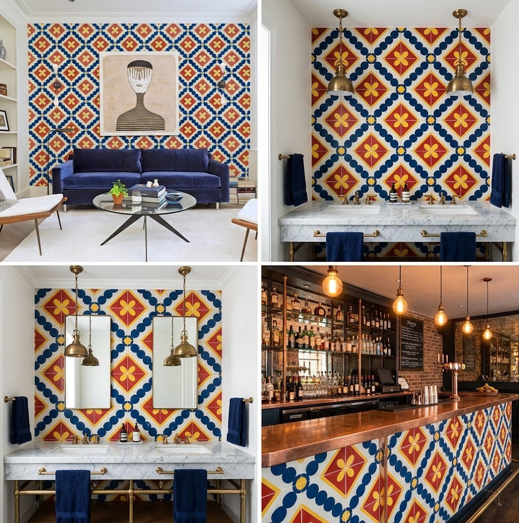 Mosaico Empastado Rombo Círculos
