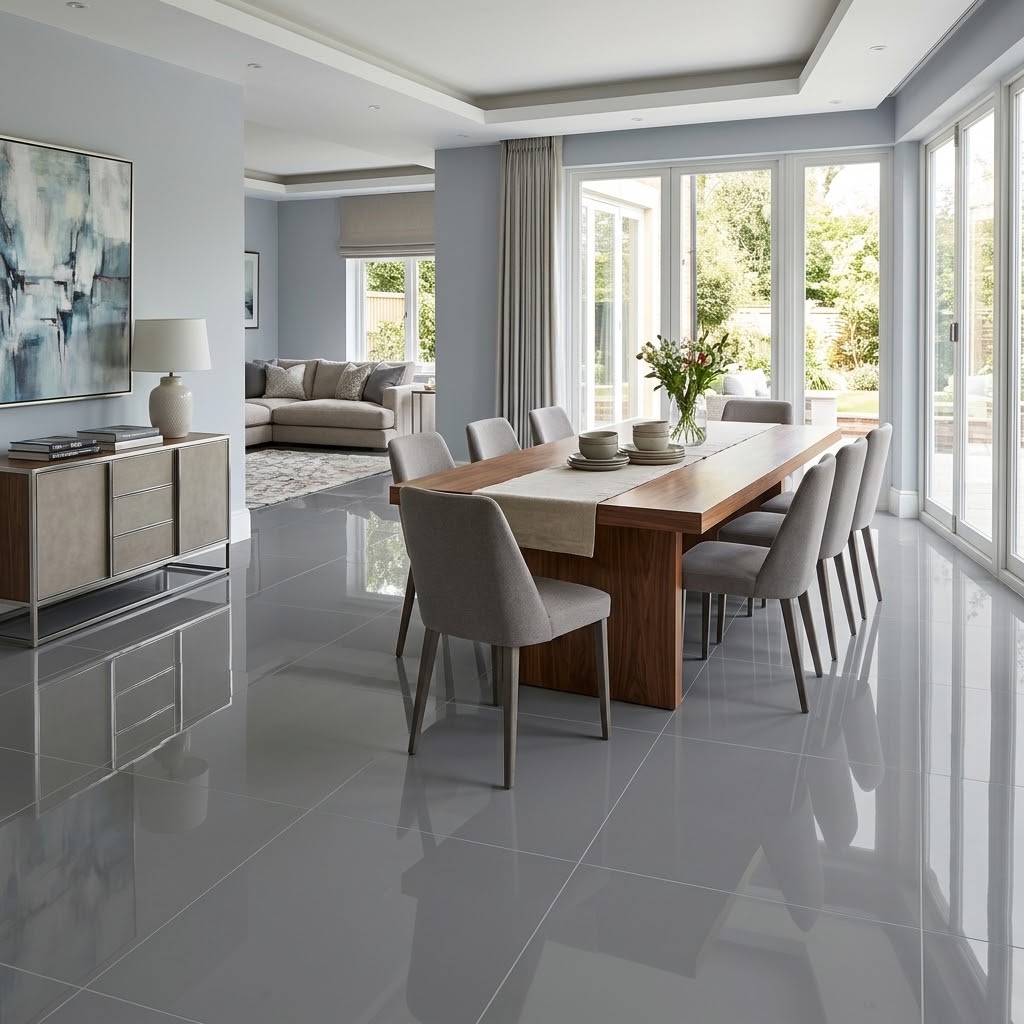 Porcelanato Técnico Doble Carga Unicolor Pulido Brillante Gris Nanométrico 60x60 (x m²)