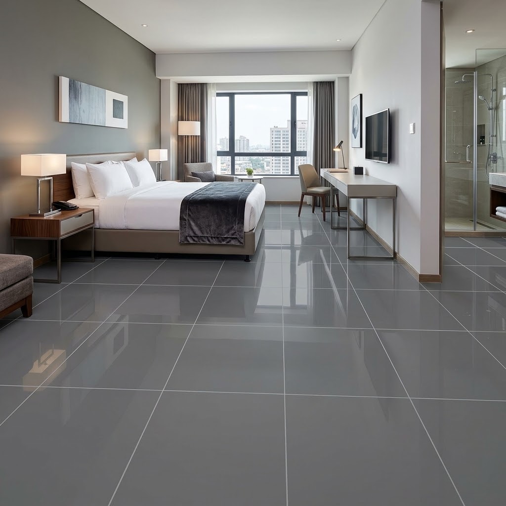 Porcelanato Técnico Doble Carga Unicolor Pulido Brillante Gris Nanométrico 60x60 (x m²) - Imagen 2