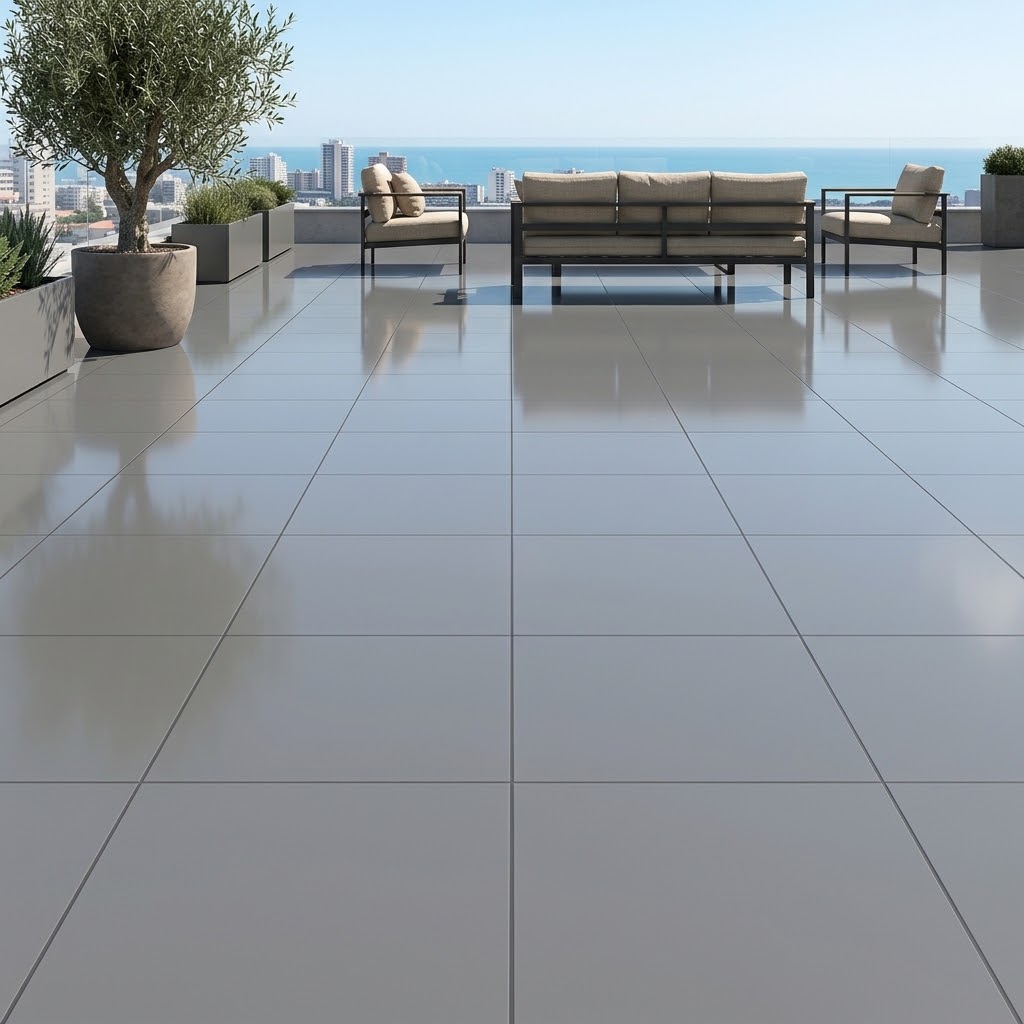 Porcelanato Técnico Doble Carga Unicolor Pulido Brillante Gris Nanométrico 60x60 (x m²) - Imagen 3