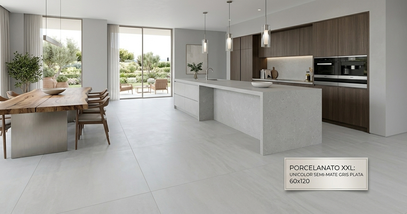 Porcelanato XXL Unicolor SemiMate GrisPlata 60x120 (x m²)